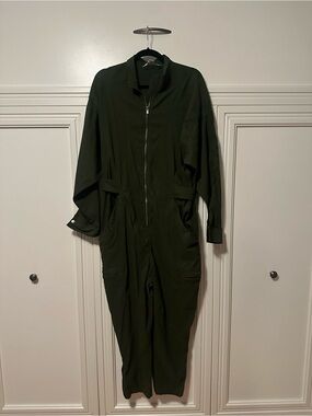 Athleta Olive Green Lenox Utility Jumpsuit Zip-Front